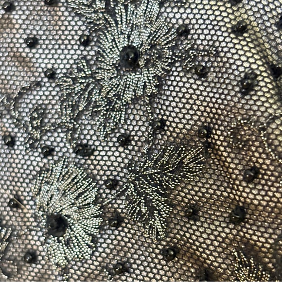 Vintage 1989–94 Vanessa Gunmetal Beaded Lace Evening Clutch w Chain & Kiss-Lock - Picture 7 of 13